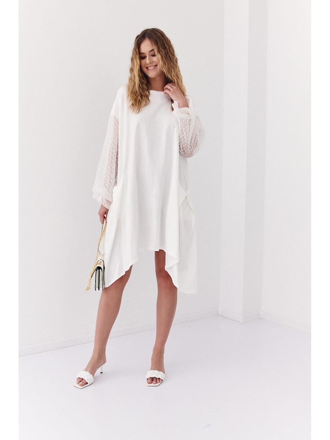 Asymmetric oversize dress with transparent sleeves ekri FK615 - Online store - Boutique